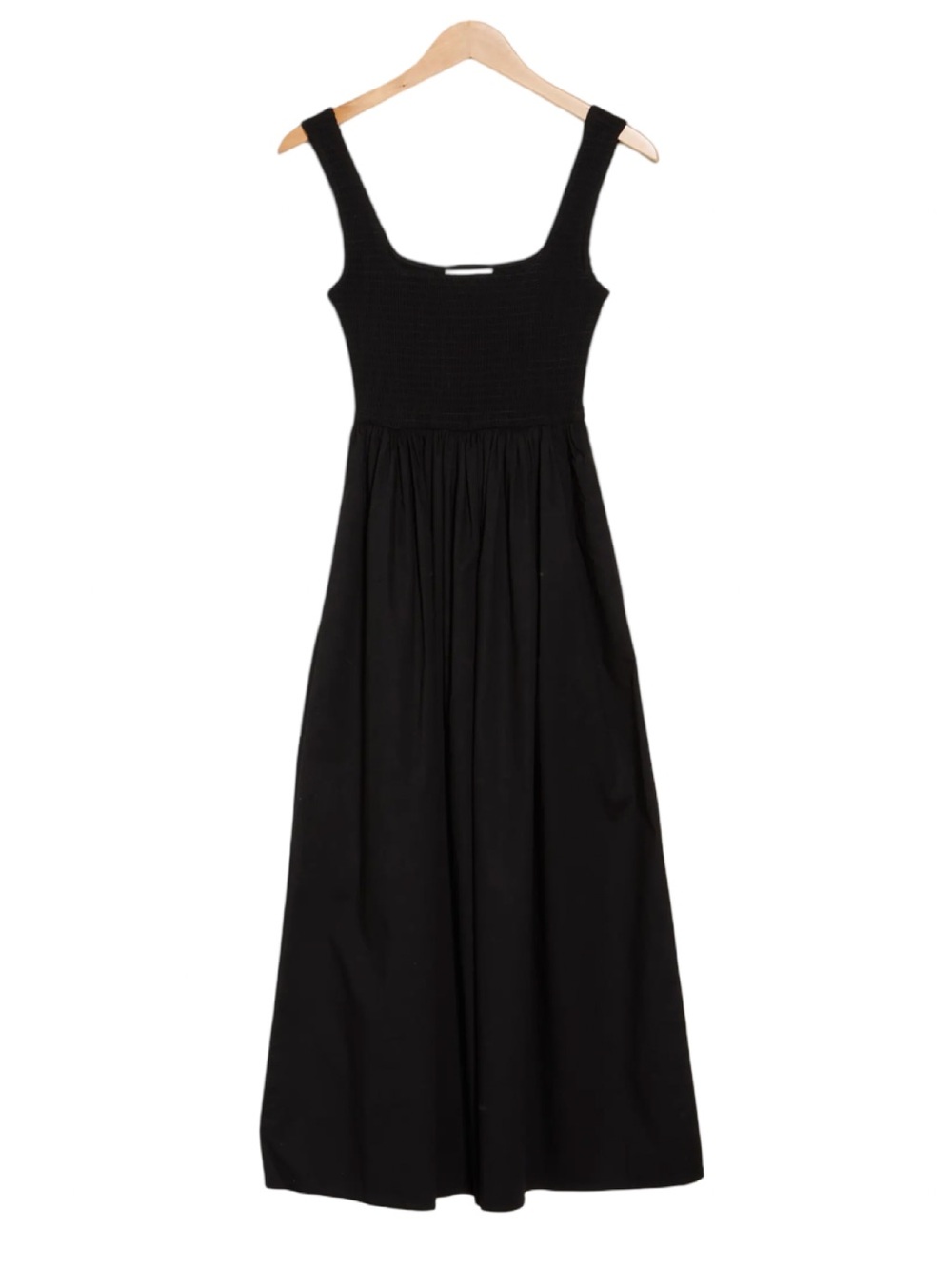 WAYF Smocked Fit & Flare Black Square Neck Midi Sundress Size Small - Picture 2 of 15